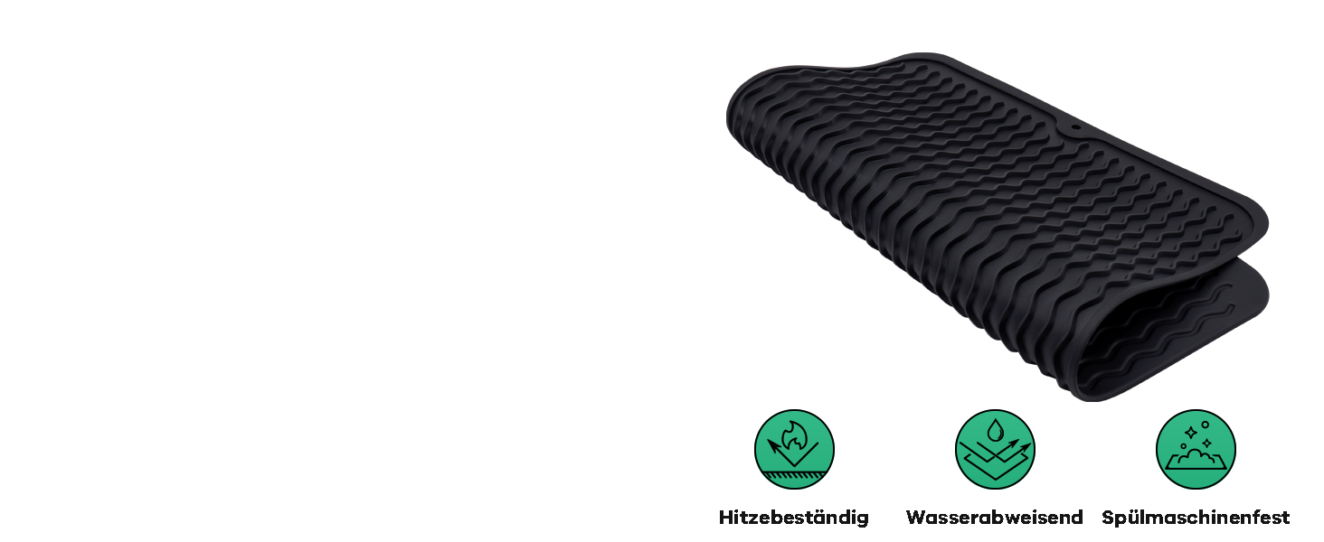 Килимок для посуду Netrox Silikon великий та малий - харчовий, легко миється, неслизький та термостійкий до 230°C - підставка для посуду, сушарка для посуду, килимок на кухонну мийку 40x30 см