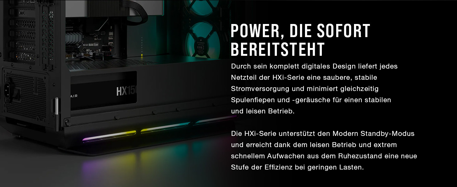 Блок живлення Corsair HX1000i 1500W, повністю модульний, ATX 3.1 & PCIe 5.1, 80 Plus Platinum, iCUE, чорний