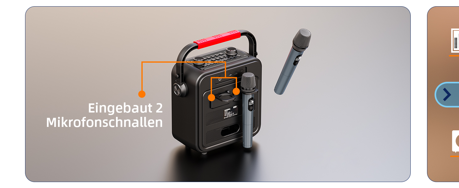 Караоке машина для дорослих та дітей – портативна система з 2 мікрофонами, Bluetooth, TF, USB, AUX, TWS, динамік, чорна