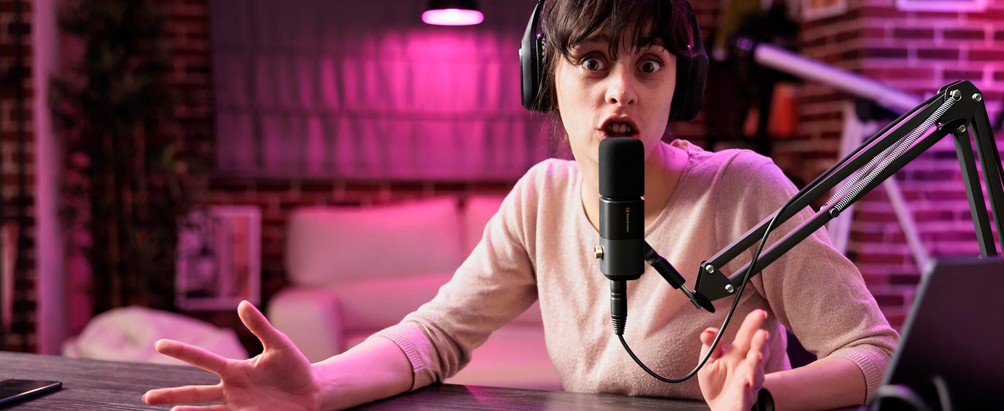 Динамічний мікрофон NearStream USB/XLR для PC Gaming, Streaming, Podcast. З регулюванням гучності, LED кнопкою Mute та кріпленням. Сумісний з MAC, PS4, PS5, Mixer (AM10X)