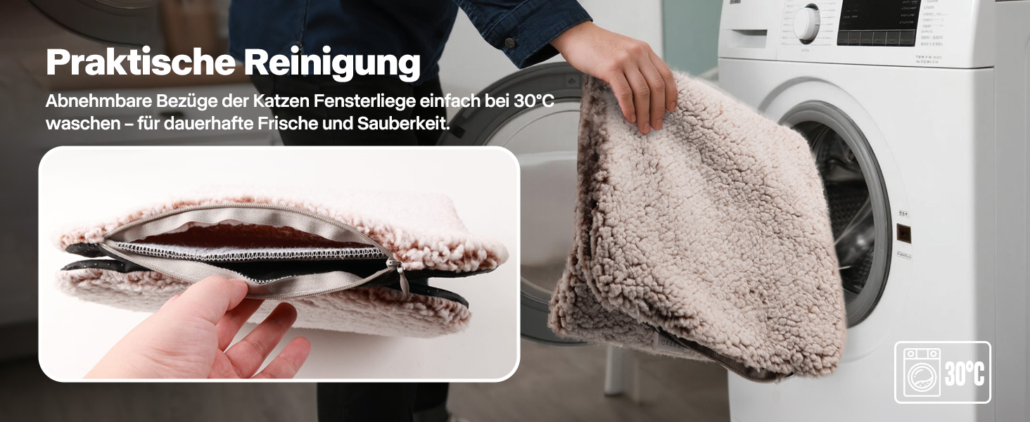 Кішка ліжко для вікна Pet Prime – М'яке ліжко для котів на підвіконня з неслизьким дном, тиха подушка, 2 знімні чохли (сітка та плюш), 90x29 см для затишного відпочинку та сну