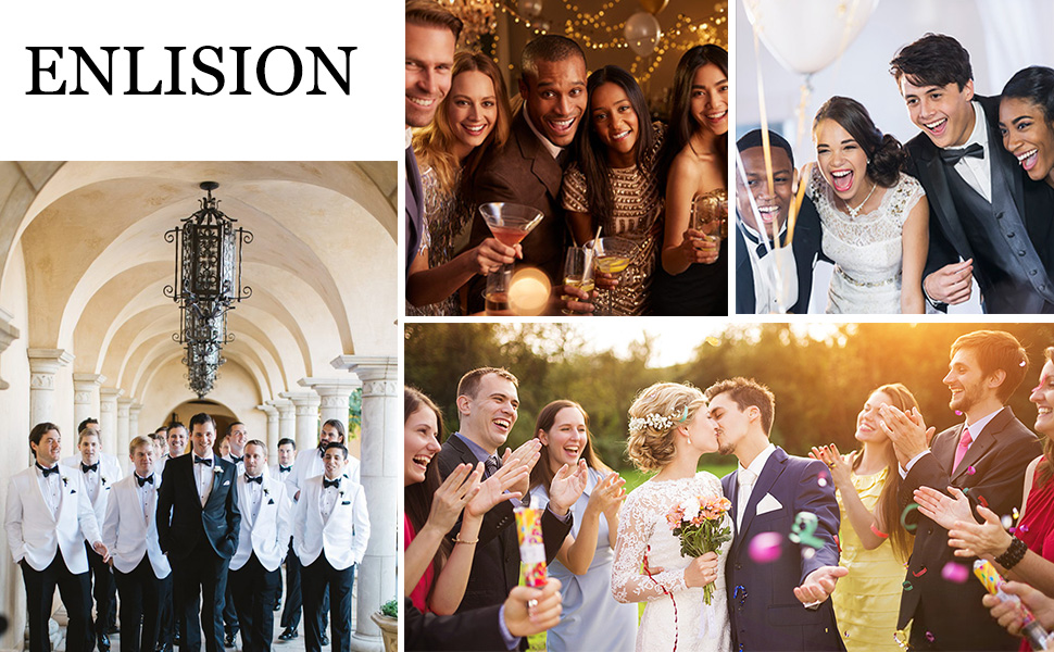 Костюмний жилет для чоловіків Enlision на весілля з павальовим візерунком, краватка та нагрудна хустинка. Чорно-вишневий, XL