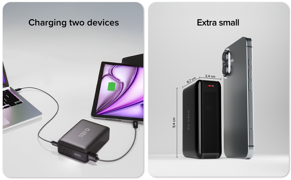 Power Bank SBS Slim 20000 mAh з AFC, LCD-дисплеєм та USB-C/USB-A: заряд для Apple, Samsung, MacBook, iPad, планшетів та ноутбуків