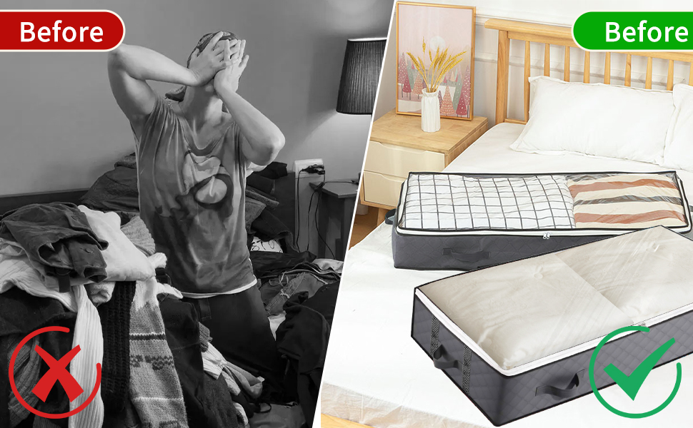 Коробки для зберігання під ліжко з кришкою, 90L, 4 шт., сірі. Органайзери для постільних речей, ковдр, подушок