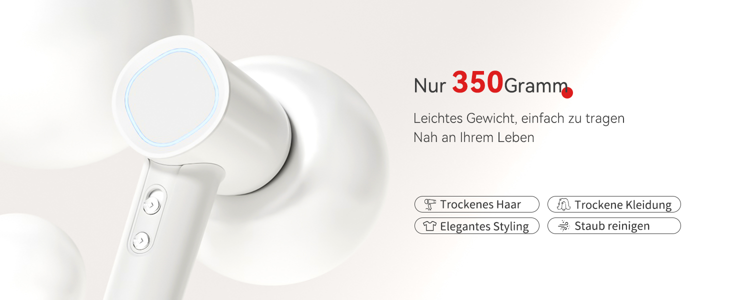 Фен з дифузором, потужний фен з мотором 160 000 об/хв, іонізатор, 500 млн негативних іонів, для подорожей та дому (сірий), з дифузором