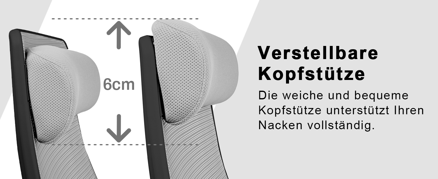 Ергономічне крісло для офісу з регульованою підголовником, сітчасте крісло для робочого столу, відкидні підлокітники, широке сидіння, функція гойдання, комп'ютерне крісло EN 1335, офісне крісло 200 кг, сіре та чорне
