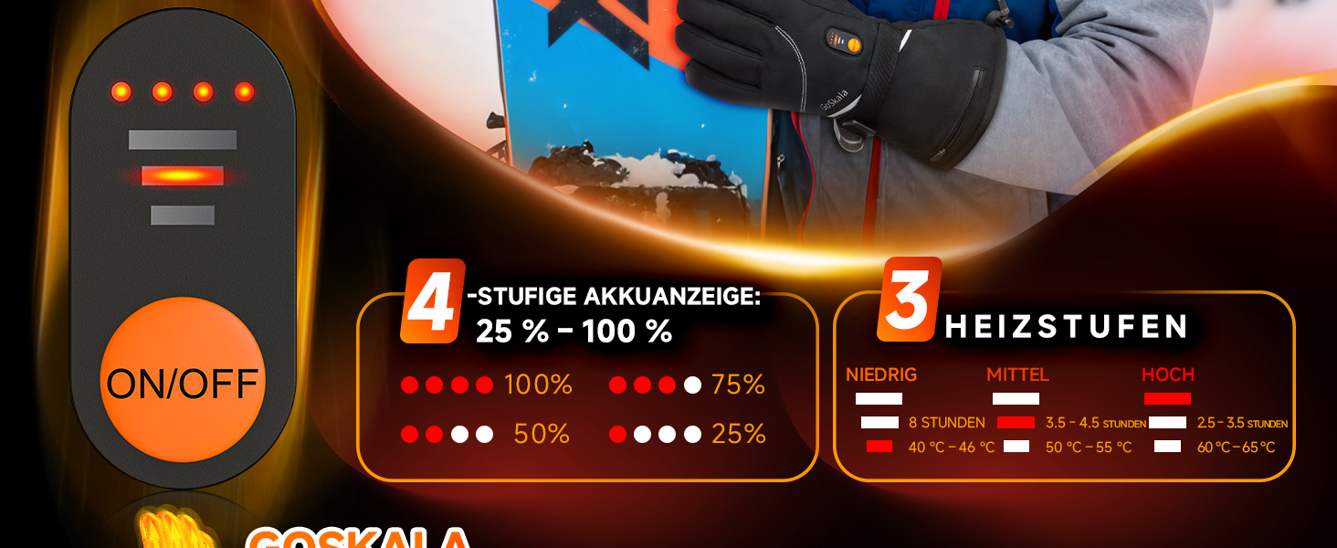 Електричні гріючі рукавички для жінок та чоловіків, зимові рукавички з підігрівом, чорні, з акумулятором 7.4V 6000mAh, 3 режими нагріву, сенсорний екран, водонепроникні