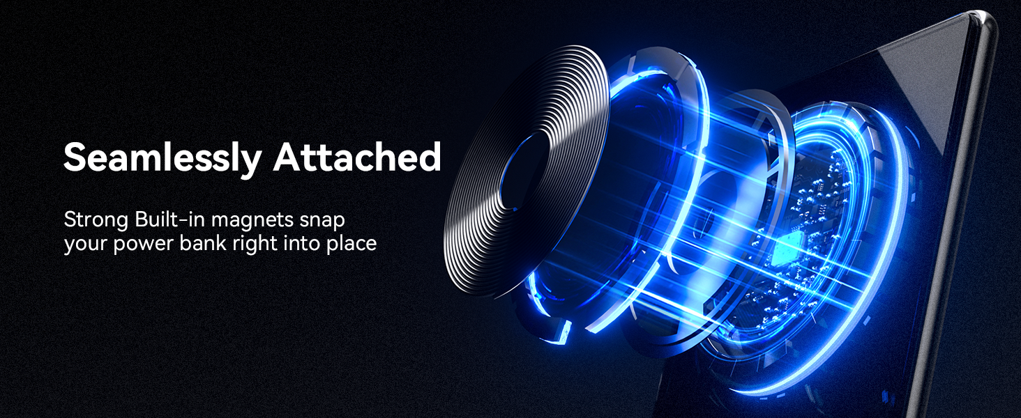 Power Bank Kuulaa Ultra Slim Magsafe, 5000mAh, бездротова зарядка, Type-C, 20W, чорний