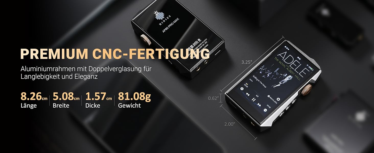 Hidizs AP80 PRO MAX: Hi-Res MP3 плеєр з Bluetooth, Wi-Fi, DLNA, AirPlay, DAC ES9219C, MQA 16X, DSD256, PCM 384kHz, підтримка SD до 2TB, Чорний