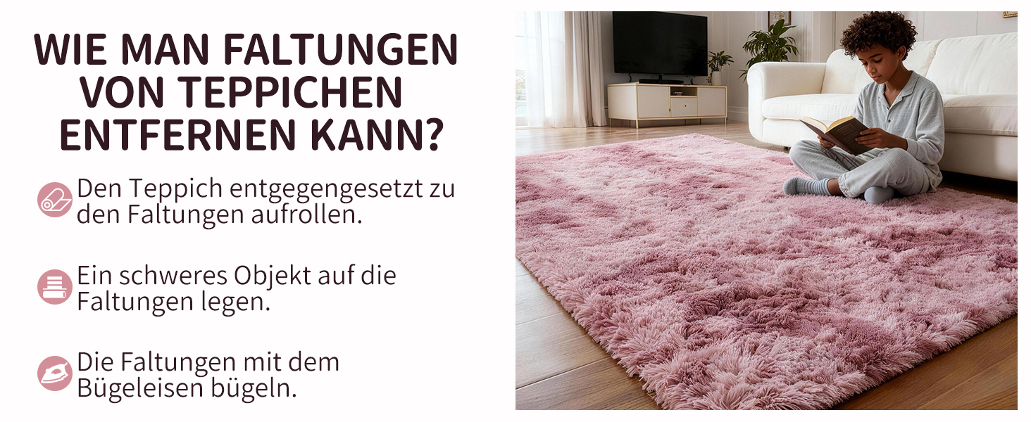 Килим круглий 100 см, миючий, антиковзний, високий ворс, для дитячої кімнати, м'який плюшевий килим (Батік Рожево-ліловий, 160x230 см, прямокутний)