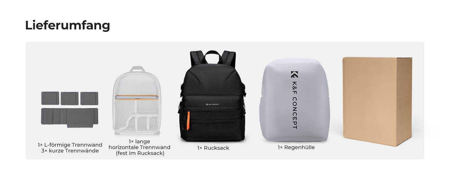 Фоторюкзак K&F Concept 25L для фотографа та відеографа: легкий, з дощовиком та знімними перегородками, відділення для штатива
