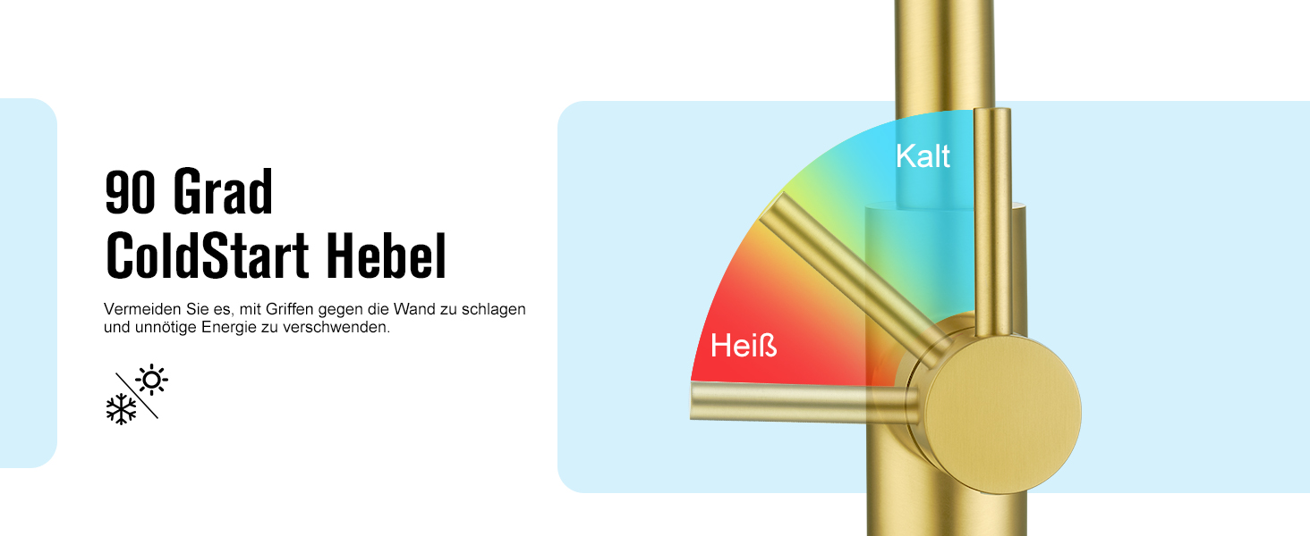 Кран кухонний CREA з 3 функціями: душ, висувний вилив, поворот 360°, матове золото (щітковане)