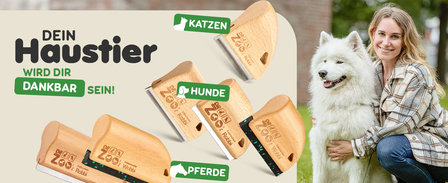 Щітка для собак DR Zoo 'Robbi' - якісна щітка для грумінгу, видаляє підшерсток у собак великих та малих порід