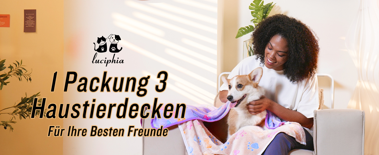 М'яка ковдра для собак та котів Luciphia, 3 шт. у наборі, 104*76 см, фліс, сіра з лапками