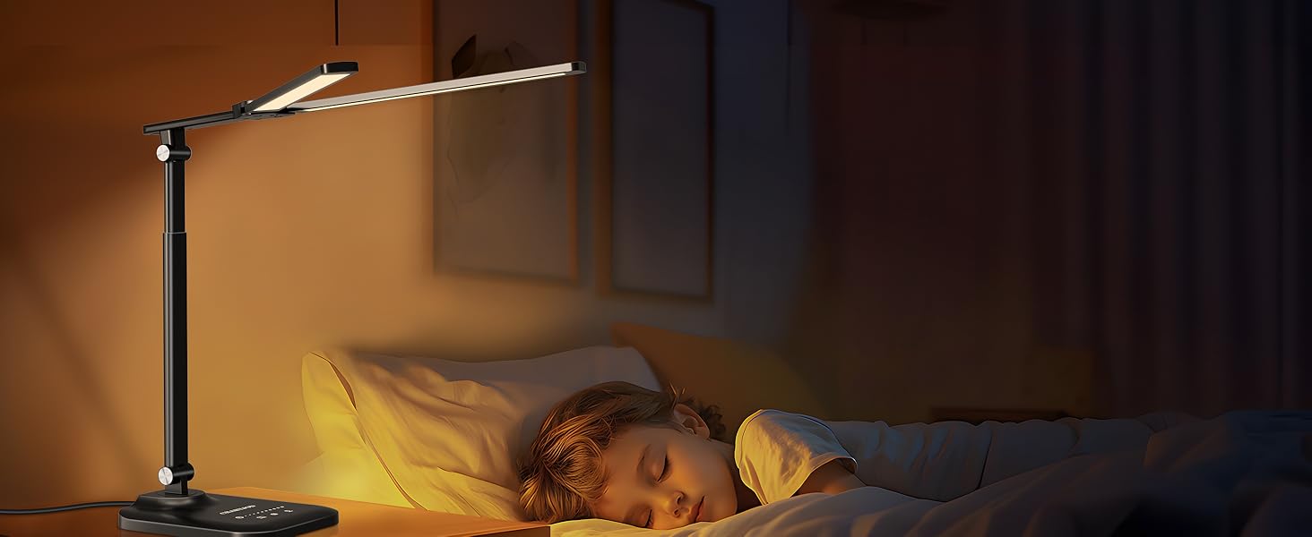 Світлодіодна настільна лампа CHARYJOD з регулюванням яскравості та кольорової температури, USB-порт для зарядки, чорний колір