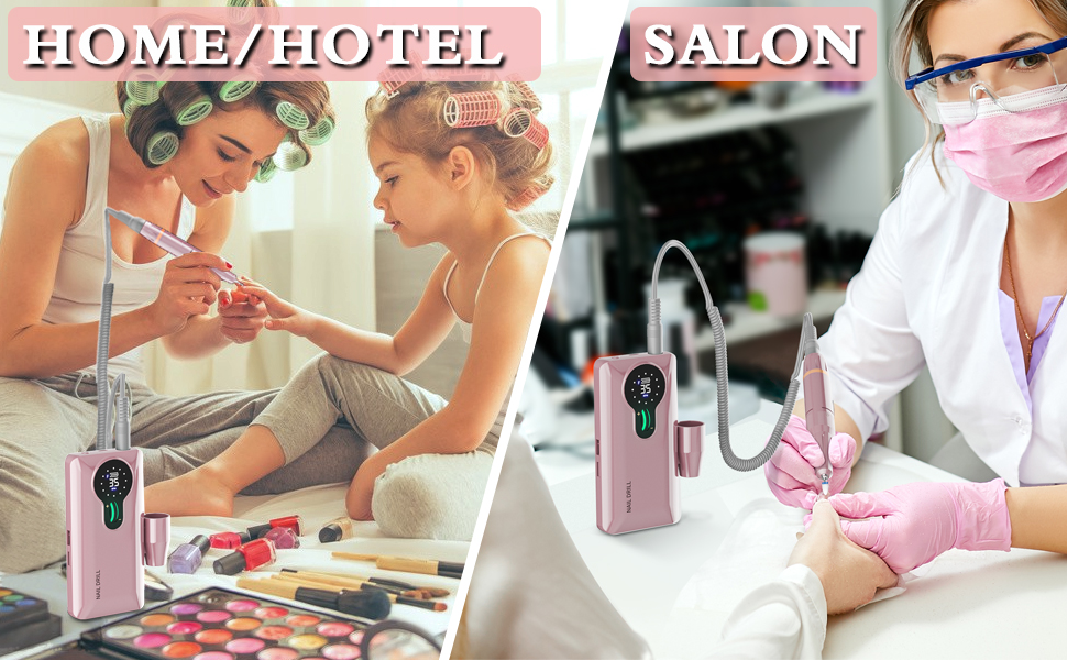 Професійний фрезер для нігтів ENGERWALL 35000 об/хв, акумулятор 20 годин, електрична фрезер для акрилу та гелю, бездротове манікюрне набір з 7 насадками, темно-сріблястий (Pro)