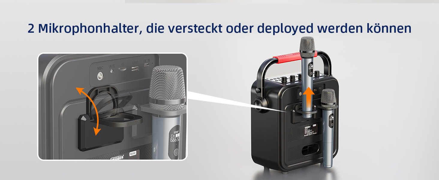 Караоке Машина з 2 мікрофонами, Bluetooth, PA Система з FM, USB, TF, AUX, Ехо, Регулювання Bass/Treble, Чорний