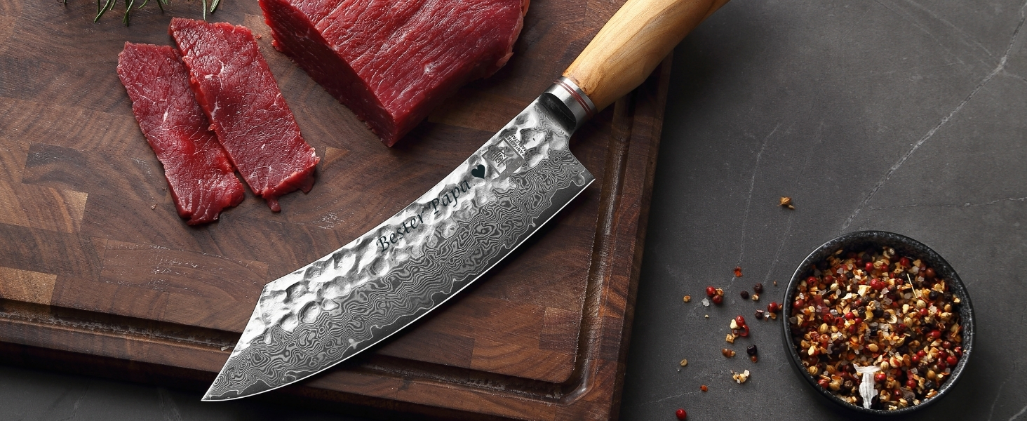 Zayiko Minami Premium: ніж з дамаської сталі з 12 см лезом, ручка з оливкового дерева | Кухонний ніж для професійних кухарів