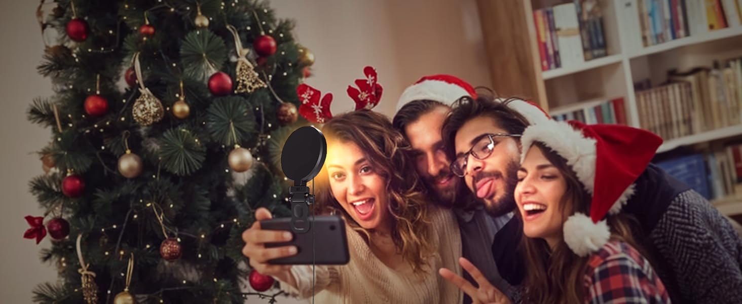 LED кільцева лампа для смартфона та ноутбука, світло для селфі з 3 колірними температурами та 5 рівнями яскравості, USB світло для відеоконференцій, Zoom, YouTube, TikTok, макіяжу, фотографії