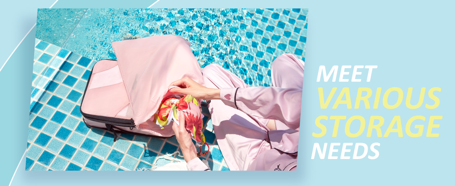 Органайзери для валізи BAGSMART компресійні (4 шт) - чорний/рожевий