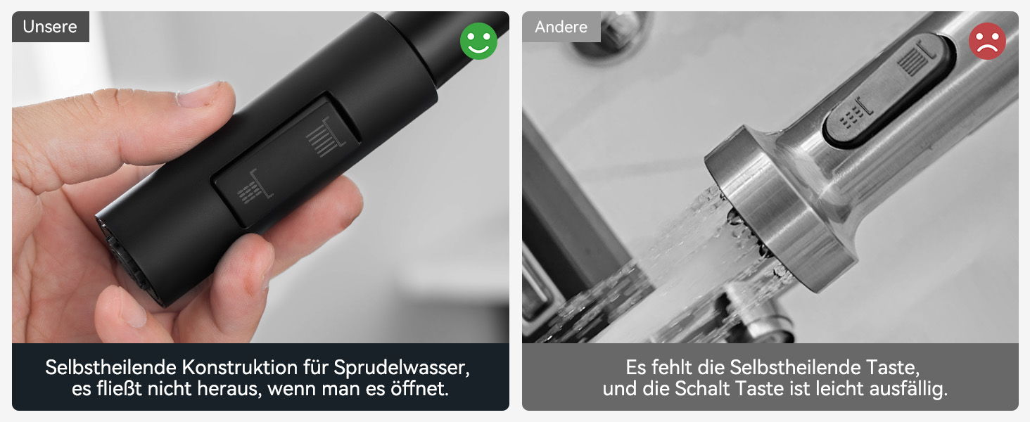 Кран кухонний CECIPA з висувною лійкою, високий поворотний вилив, 360° оберт, нержавіюча сталь, чорний