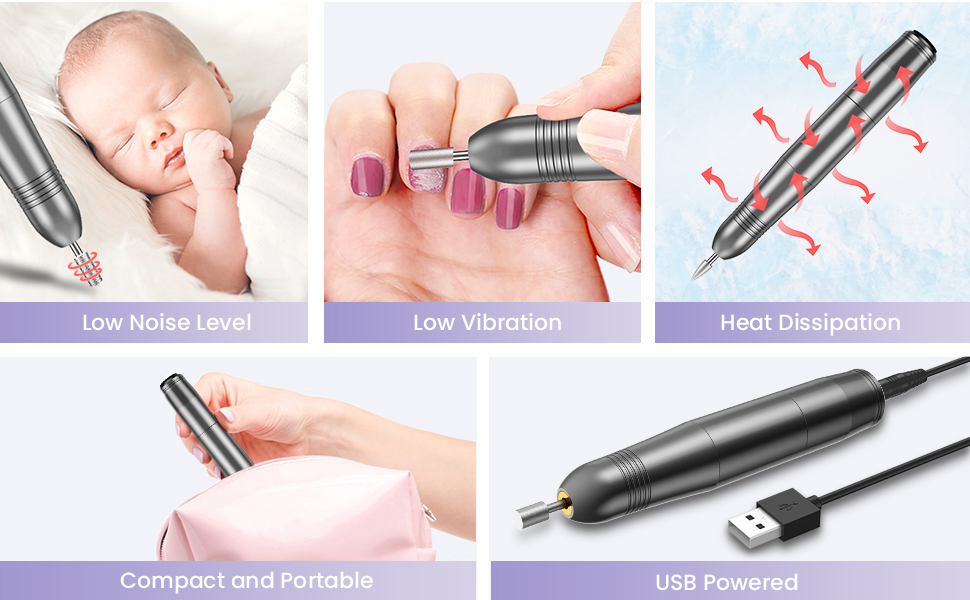 Електричний фрезер для нігтів з регулюванням швидкості, 20000 об/хв, для манікюру та педикюру, набір для видалення кутикули, Shellac, Acrylgel, гель-лаку, акрилу