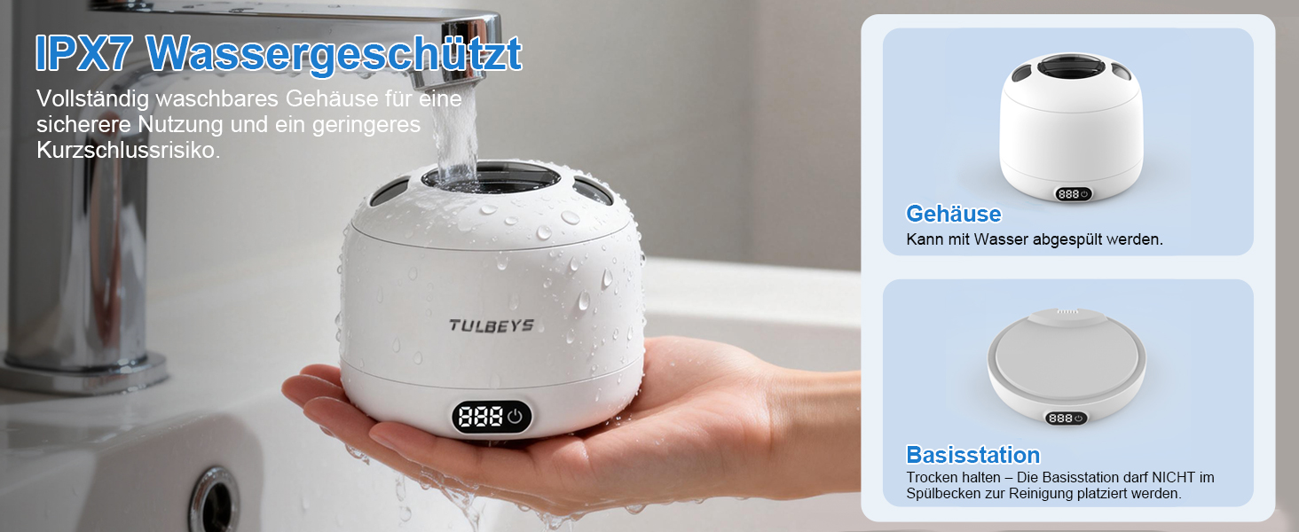 Ультразвуковий очищувач 45000 Гц з УФ-дезінфекцією 220 мл для зубних протезів, брекетів, ювелірних виробів - білий