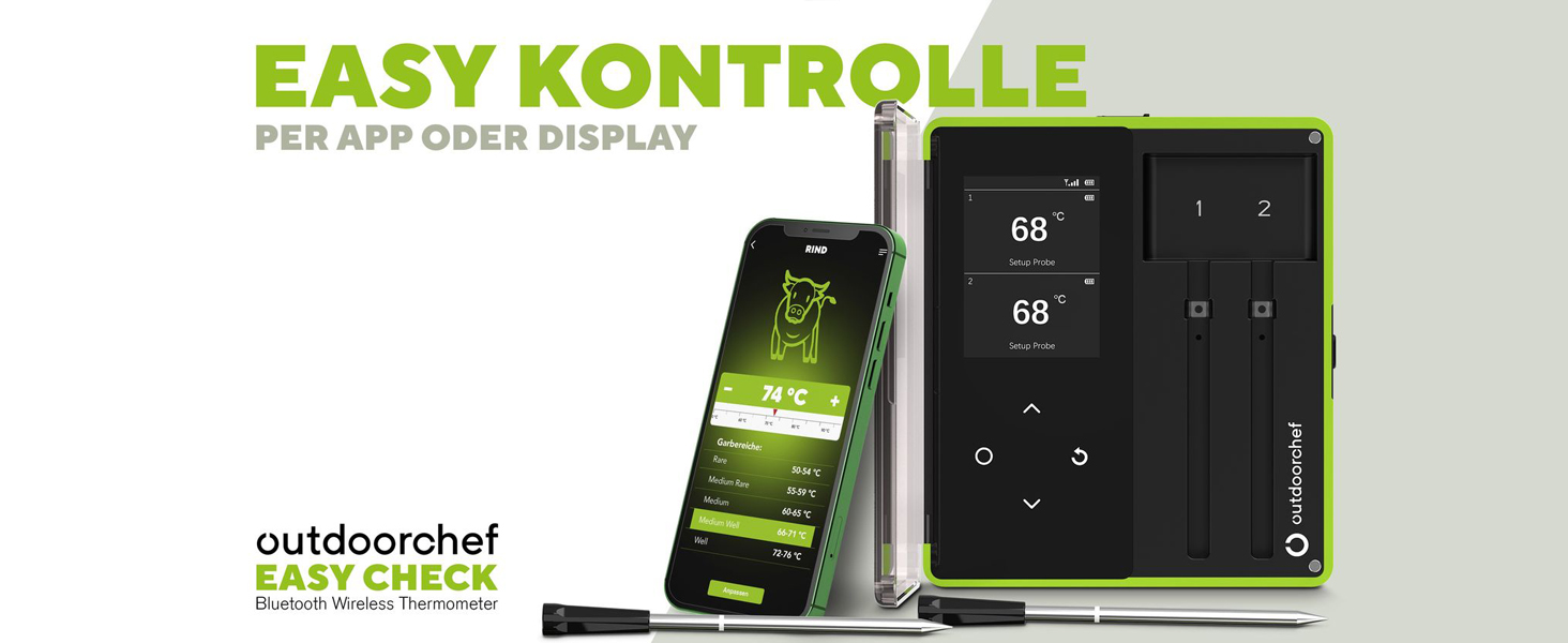 Термометр для гриля Outdoorchef Easy Check Bluetooth - бездротовий, двозонний