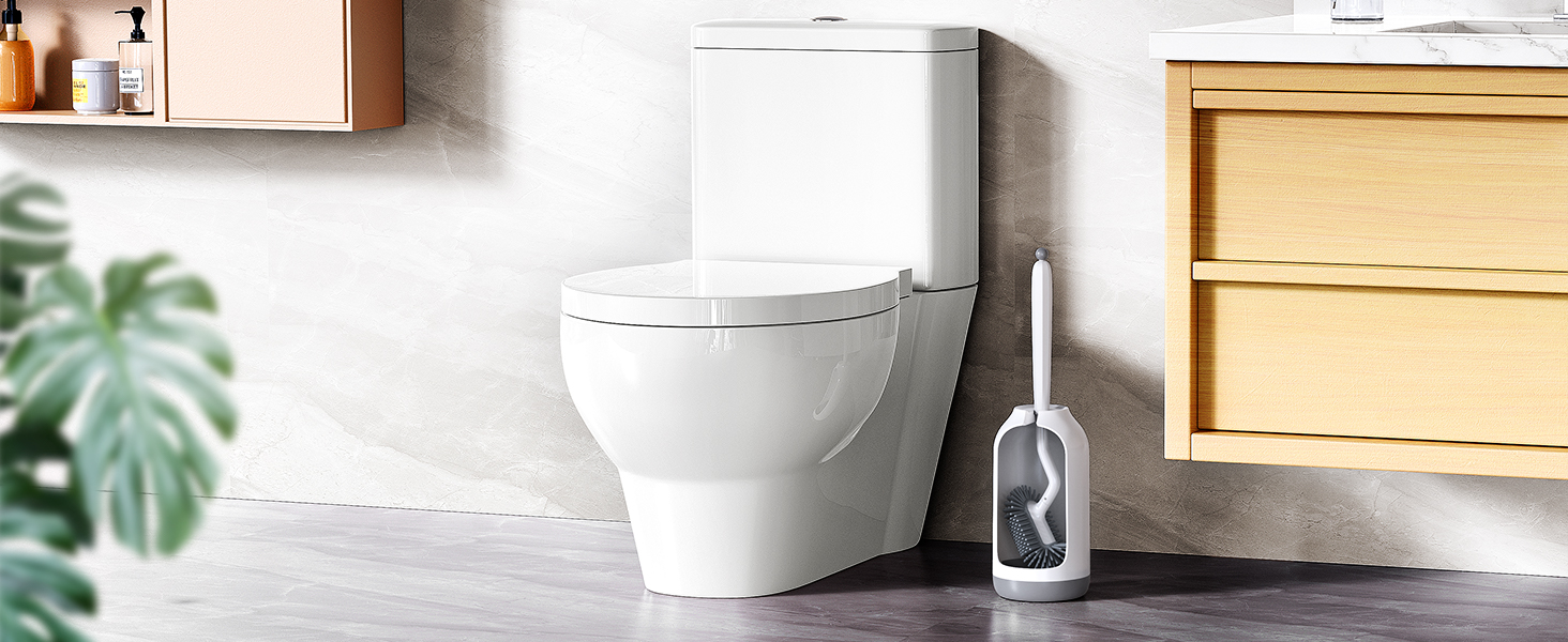 Щітка для унітазу HAMITOR з силікону з тримачем: гнучка щітка для унітазу з очищувачем країв - швидковисихаючий набір для щітки для унітазу з тримачем для ванної кімнати. Підвісна щітка для унітазу без свердління, 1 шт. (Білий, 2 шт.)