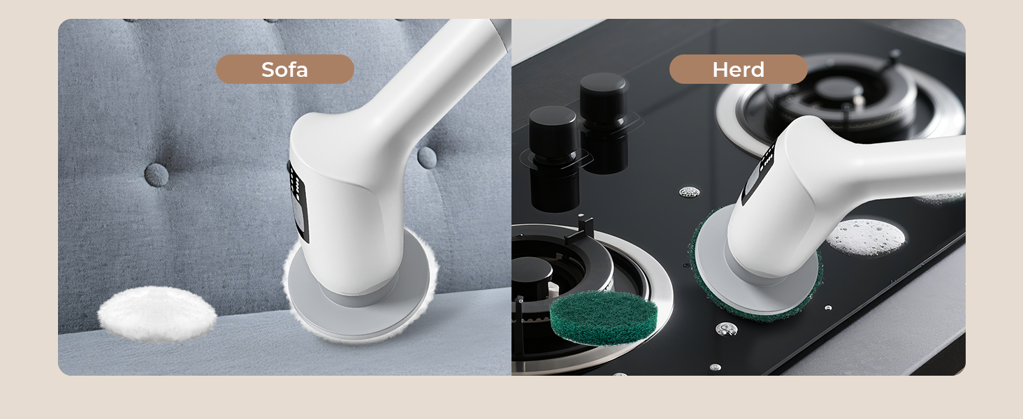 Електрична щітка для прибирання 9 в 1 з набором насадок, 70 хв зарядки, для ванної, плитки, авто, біла