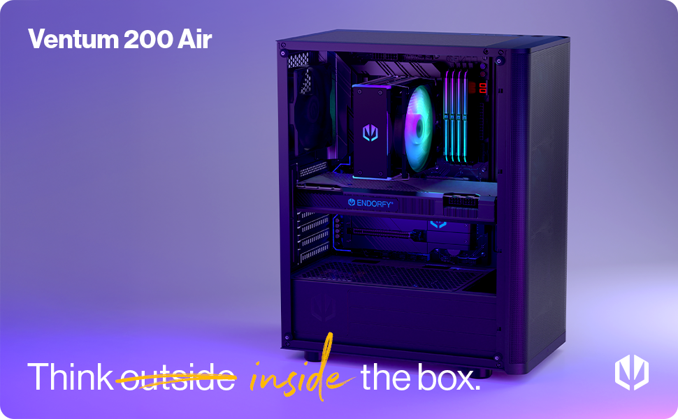 Корпус для ПК Endorfy Ventum 200 ARGB, ATX, з 4 вентиляторами 120 мм ARGB, скло, Mesh-фасад, широка сумісність з охолодженням