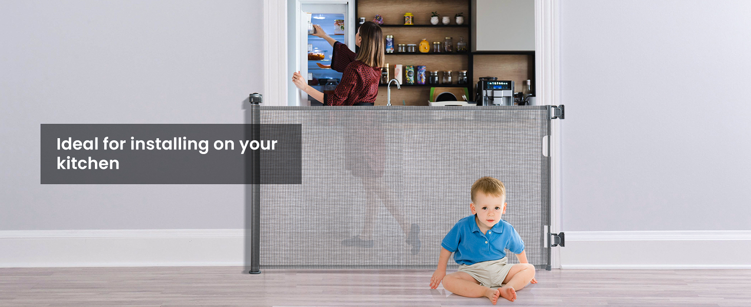 Зсувна захисна сітка для дитячих воріт та домашніх тварин, 55 см, 83 см, біла