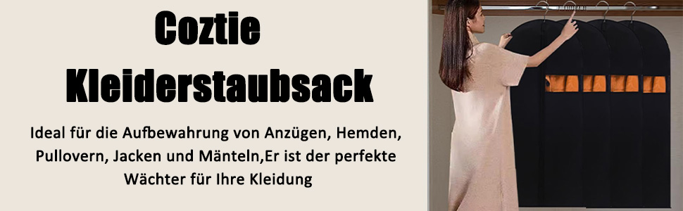 Чохли для одягу 4 шт. Чорні, 60 x 120 см, для зберігання та подорожей, з блискавкою, захист від пилу та молі