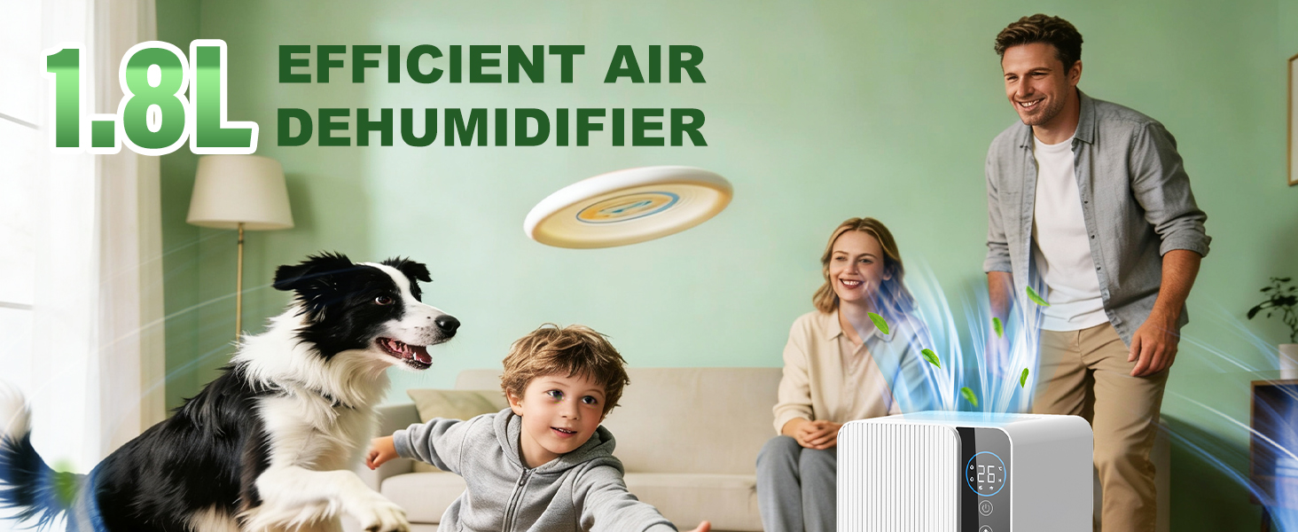 Електричний осушувач повітря 1800 мл, енергозберігаючий, для спальні та ванної кімнати, 22,5W, тихий режим, таймер, автовимкнення (550 мл/день)