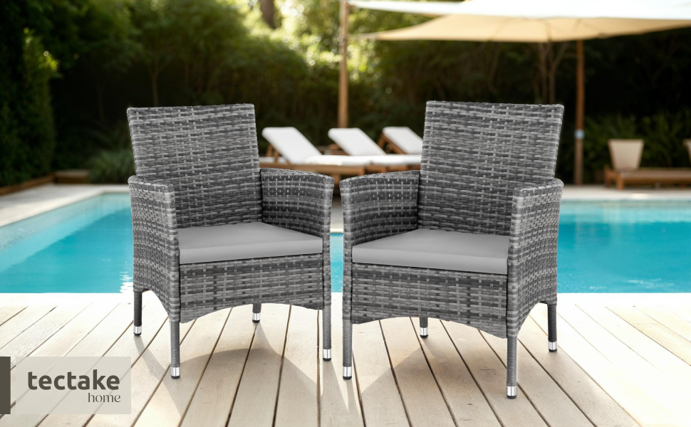 Tectake 2-Piece Poly Rattan Garden Chair Set