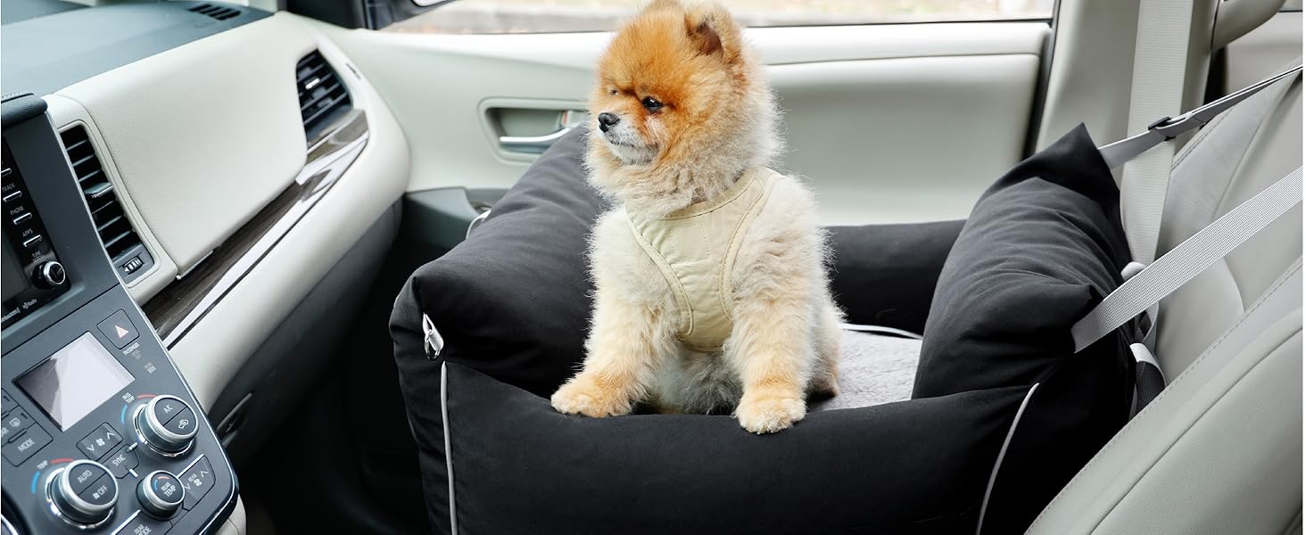 Автокрісло для собак Lesure - чорне, 58x56x33 см, з водонепроникним покриттям та кишенями