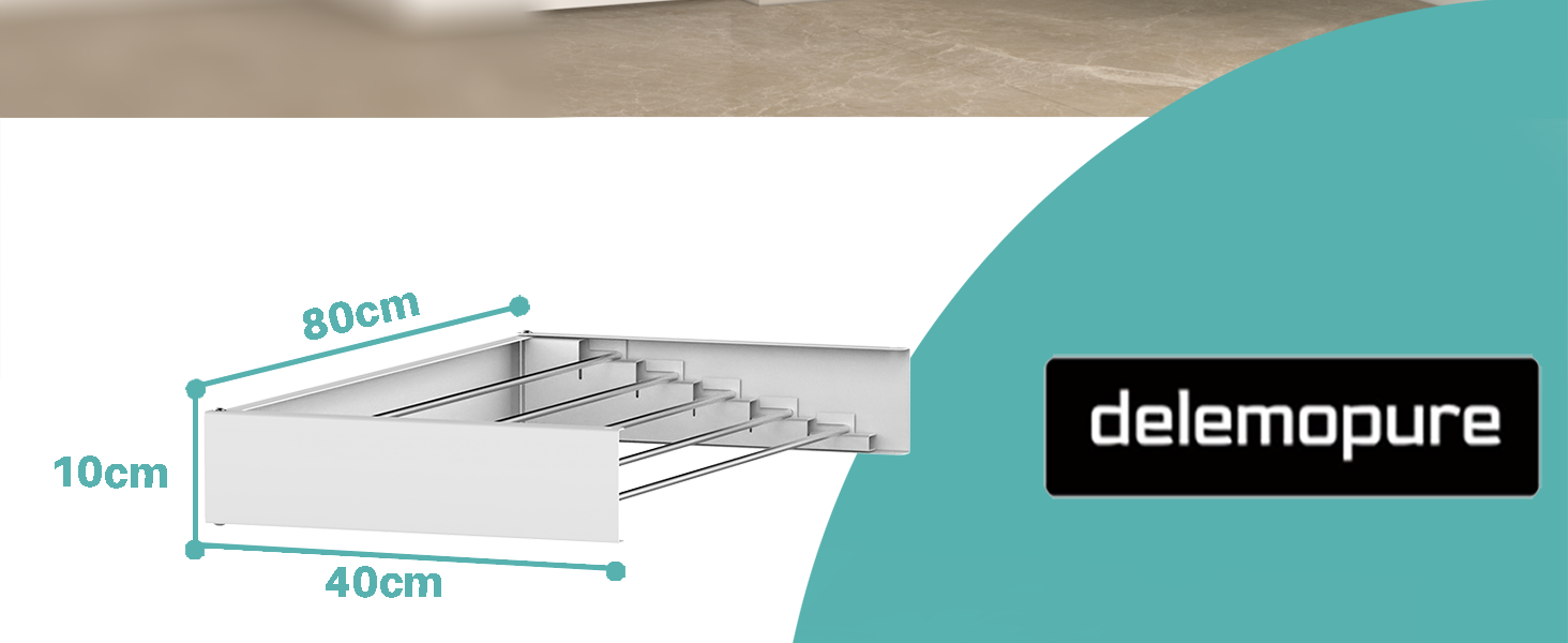 Сушарка для білизни настінна 80 см, висувна стійка, мотузка для білизни, настінний сушар, вантажопідйомність 30 кг, розкладний, економний для балконів/маленьких квартир/стін