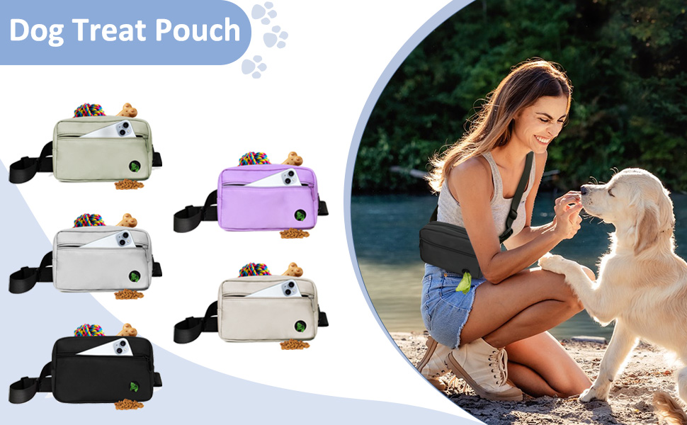 Сумка для собак з карабіном, сумка для тренування цуценят з відділенням для ласощів та тримачем для пакетів для вигулу, зручна сумка для перенесення ласощів для тварин з регульованим поясним ременем (Бежева)