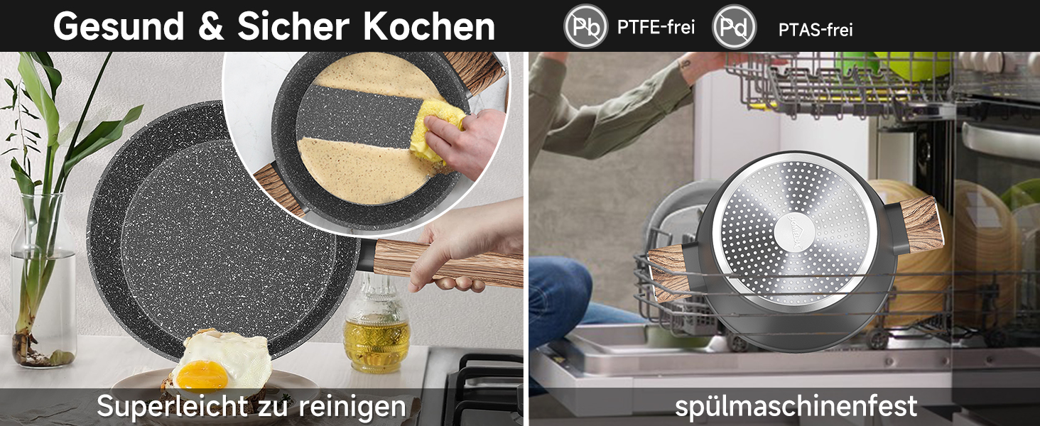 Набір каструль HOMELUX 10 частин з нержавіючої сталі, індукційне дно, з кришками, чорний