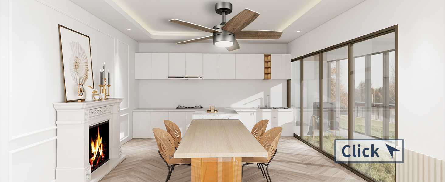 Стеляний вентилятор 91 см для маленьких кімнат: сучасний вентилятор з регульованим освітленням та дистанційним керуванням – реверсивний, тихий, з 6 швидкостями для маленьких спалень - 230V бронза+горіх