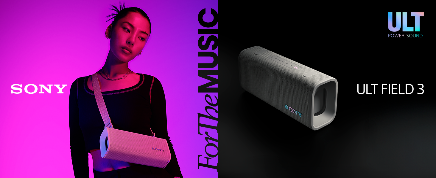 Sony ULT Field 3: Портативна Bluetooth колонка з потужним басом, IP67 (водонепроникна, пилозахищена), 12 год роботи, чорна
