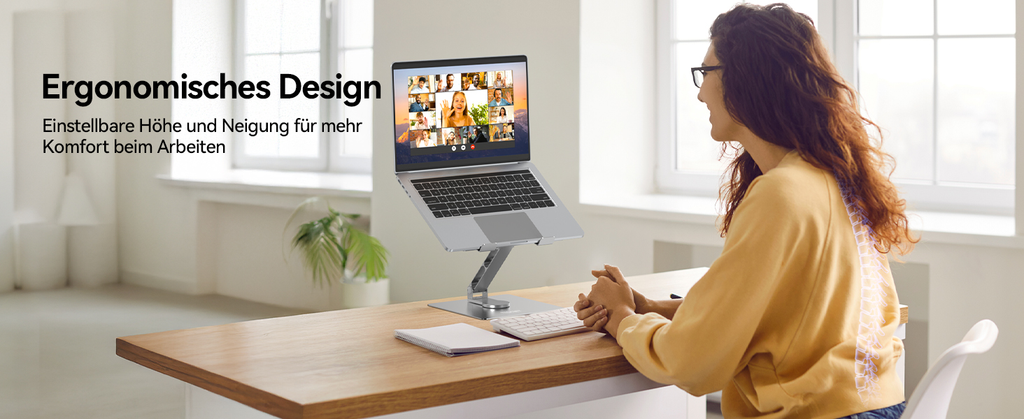 Підставка для ноутбука TECKNET, регульована висота, 360° обертання, складна, для MacBook Air/Pro, до 17