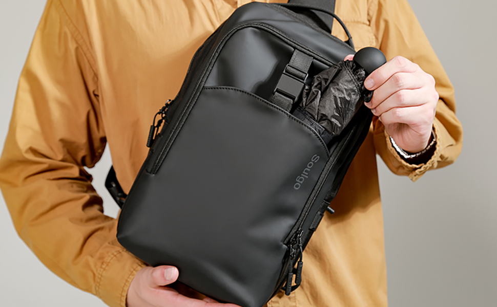 Чоловіча та жіноча сумка через плече Soulgo EDC, компактна, водонепроникна, для планшету 11 дюймів (iPad), чорна