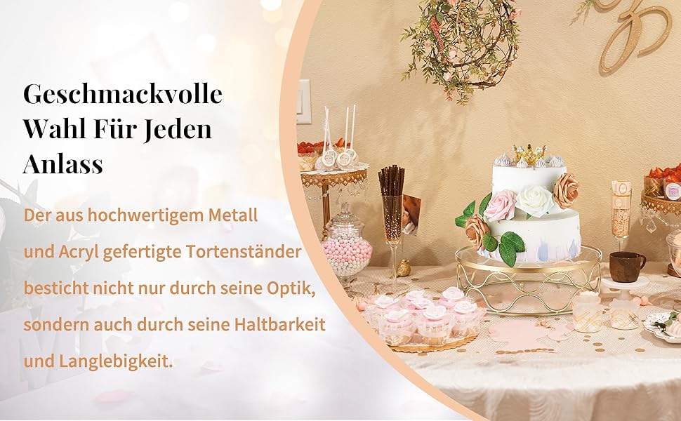 Золотий підставка для тортів NUPTIO: кругла, 30 см, для вечірок, днів народжень, хрестин, святкування