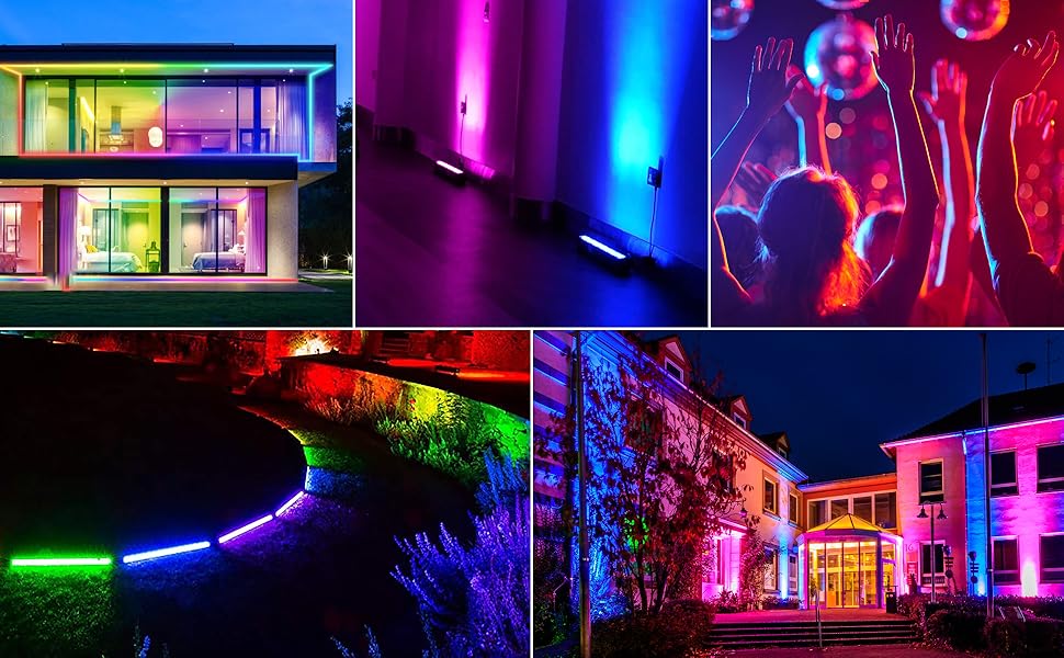 RGB LED прожектор 48Вт, настінний світильник-бар, IP66, водонепроникний, керування через пульт і додаток, для вулиці та приміщень, підсвічування дерев, вечірок, саду