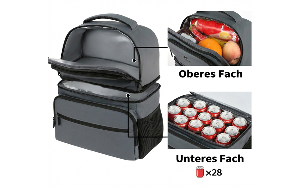 Рюкзак-холодильник MATEIN 34L, сірий, на 40 банок, для пікніків, пляжу, кемпінгу, чоловічий/жіночий