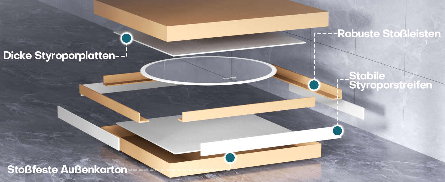 Дзеркало для ванної кімнати HySail з підсвічуванням, 5 мм, високоякісний срібний дзеркало, 3 колірні температури та регульована яскравість, настінне дзеркало з сенсорним вимикачем та антизапарюючим покриттям, кругле (80x80 см)