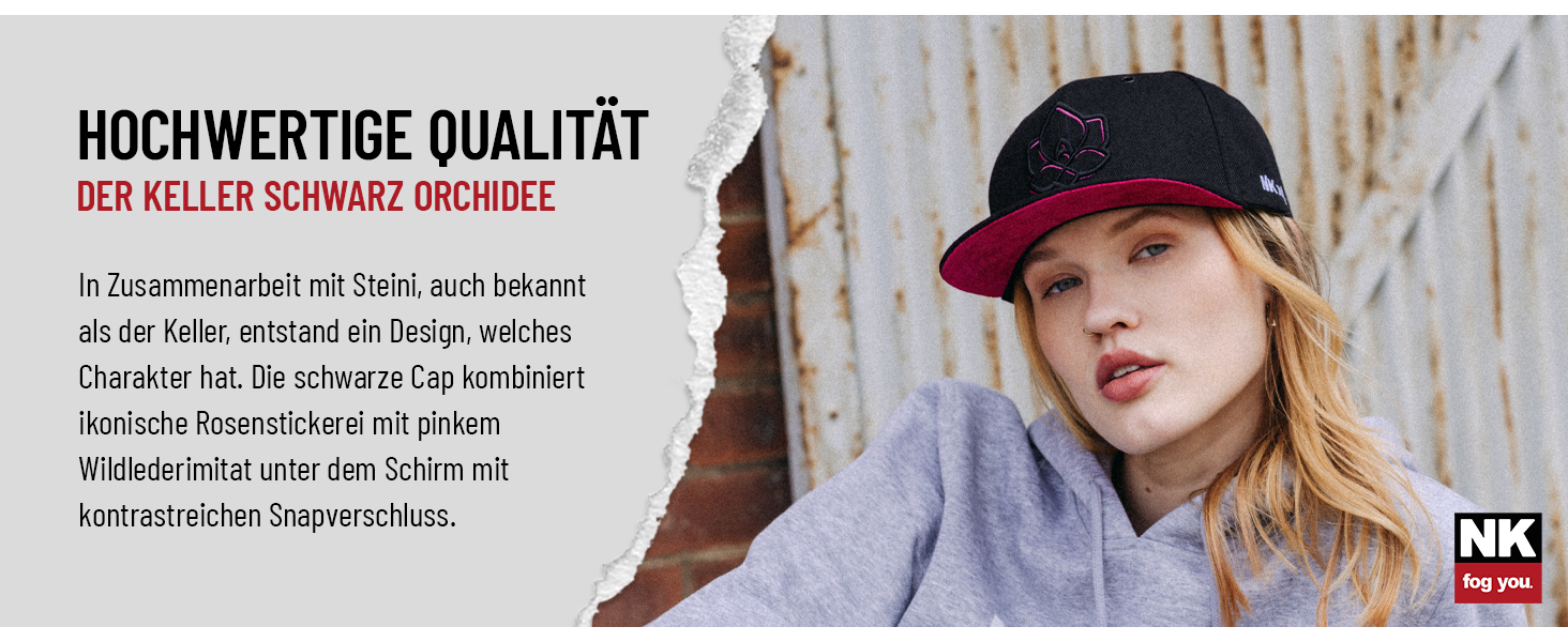 Кепка Nebelkind Snapback Steini Der Keller, універсальний розмір, регульована, чорно-рожева, для чоловіків та жінок