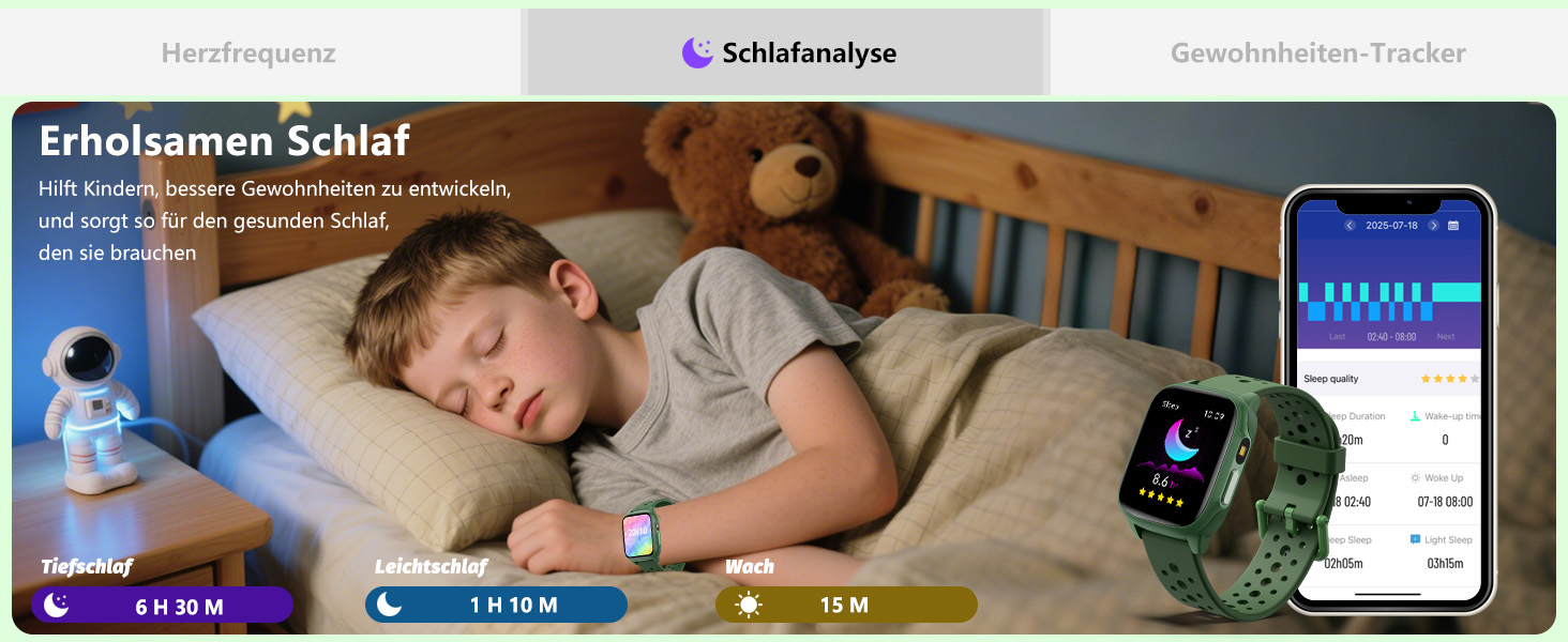 Дитячий розумний годинник Kinder з 140 спортивними режимами, фітнес-трекер, вимірювання пульсу, ігри-головоломки, IP68 вологозахист, без використання додатку/телефону, подарунок для хлопчиків-підлітків 6-15 років, зелений