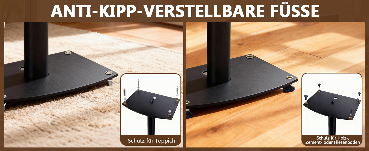 Підставка для акустики 65-85 см, регульована по висоті, дерев'яні підставки для сателітної акустики 4-10 дюймів, 20 кг вантажопідйомність, набір 2 шт. (Чорний - Метал)